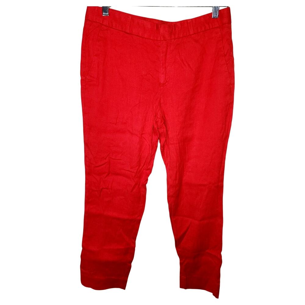 Banana Republic Avery Red Linen Ankle Pants Size 6
